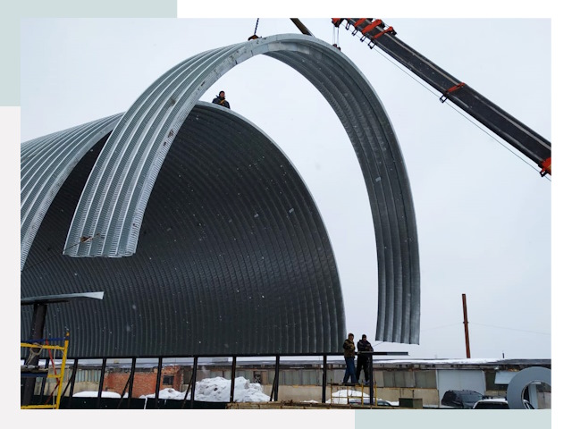 Полукруглые ангары в Вятских Поляне